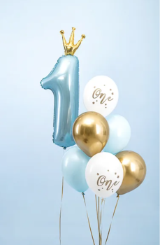 Preview: Folienballon - Blaue Zahl 1 Krone, Junge - 30cm x 90cm